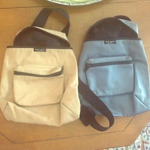 Two Kate Spade backpacks nylon blue and beige
